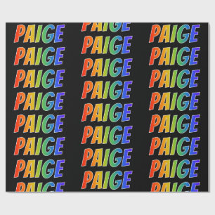 Papier Cadeau Rainbow Prénom "PAIGE"; Amusant et coloré