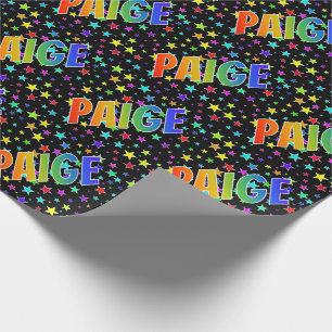 Papier Cadeau Rainbow Prénom "PAIGE" + Stars
