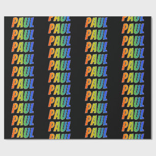 Papier Cadeau Rainbow Prénom "PAUL"; Amusant et coloré