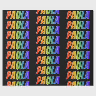 Papier Cadeau Rainbow Prénom "PAULA"; Amusant et coloré
