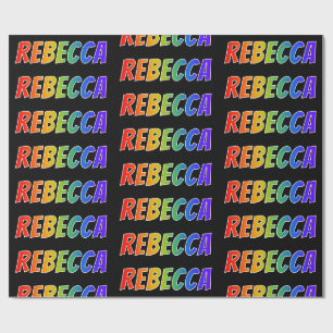 Papier Cadeau Rainbow Prénom "REBECCA"; Amusant et coloré