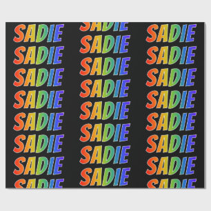 Papier Cadeau Rainbow Prénom "SADIE"; Amusant et coloré