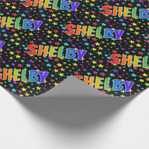 Papier Cadeau Rainbow Prénom "SHELBY" + Stars