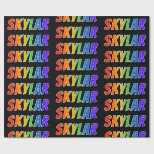 Papier Cadeau Rainbow prénom "SKYLAR"; amusant et coloré