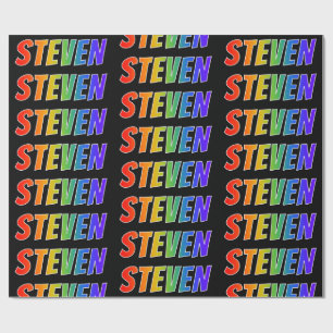 Papier Cadeau Rainbow Prénom "STEVEN"; Amusant et coloré