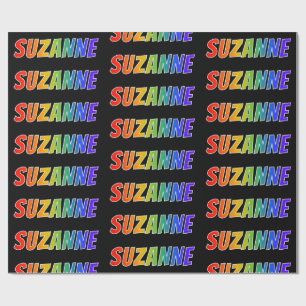 Papier Cadeau Rainbow Prénom "SUZANNE"; Amusant et coloré