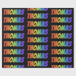 Papier Cadeau Rainbow prénom "THOMAS"; Amusant et coloré