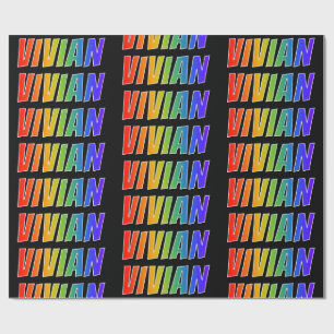 Papier Cadeau Rainbow Prénom "VIVIAN"; Amusant et coloré