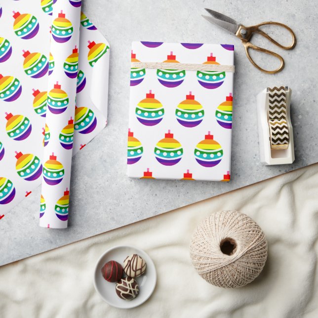 Papier Cadeau Rainbow Pride Bauble Ball Motif LGBTQ Noël (Artisanat)