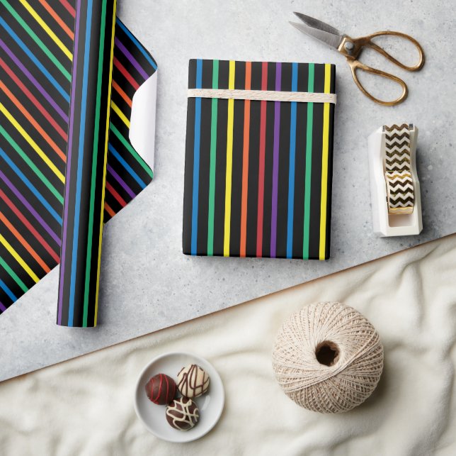 Papier Cadeau Rainbow Pride Stripe Wrapping Paper (Artisanat)