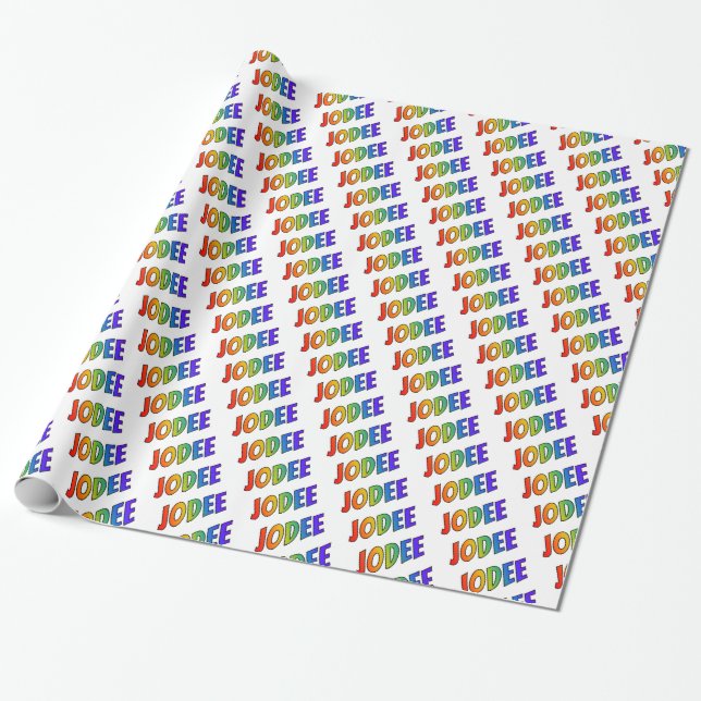 Papier Cadeau Rainbow Spectrum Motif Prénom "JODEE" (Déroulé)