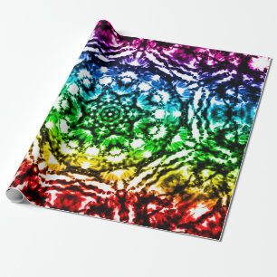 Papier Cadeau Rainbow Tie Dye Mandala Star Anniversaire