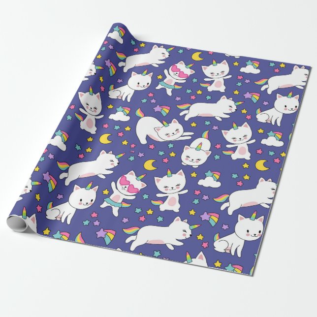 Papier Cadeau Rainbow Unicorn Kitties (Déroulé)