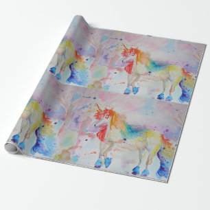 Papier Cadeau Rainbow Unicorn Mélange magique Watercolor Wraping