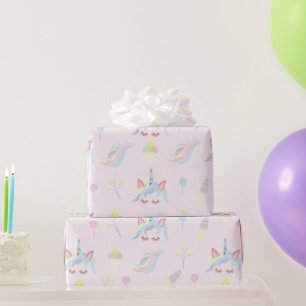 Papier Cadeau Rainbow Unicorn Pastel Cute