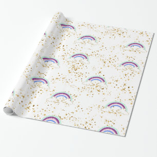 Papier Cadeau Rainbows Nuages Et Étoiles