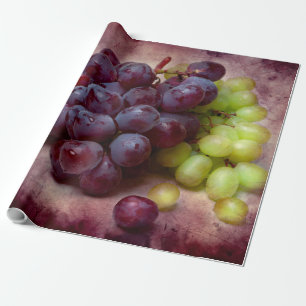 Papier Cadeau Raisins Rouge Et Vert