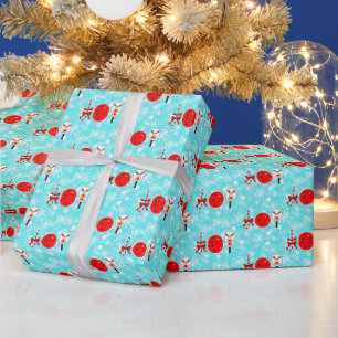 Papier Cadeau Raquette de Pickleball de Noël Joie Flocons de Nei