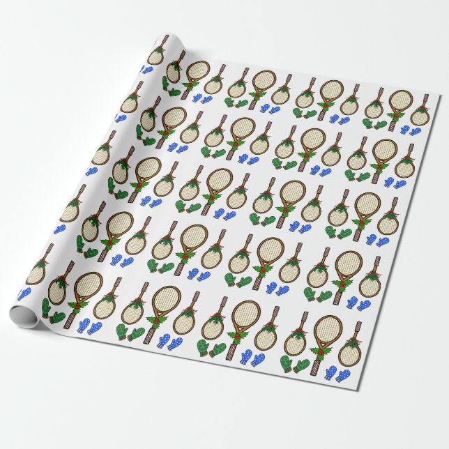 Papier Cadeau Raquette de tennis de Noël et papier d'enveloppeme (Déroulé)