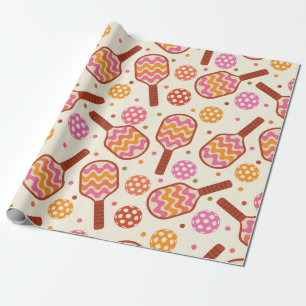 Papier Cadeau Raquettes de Pickleball Rétro avec ballons Anniver