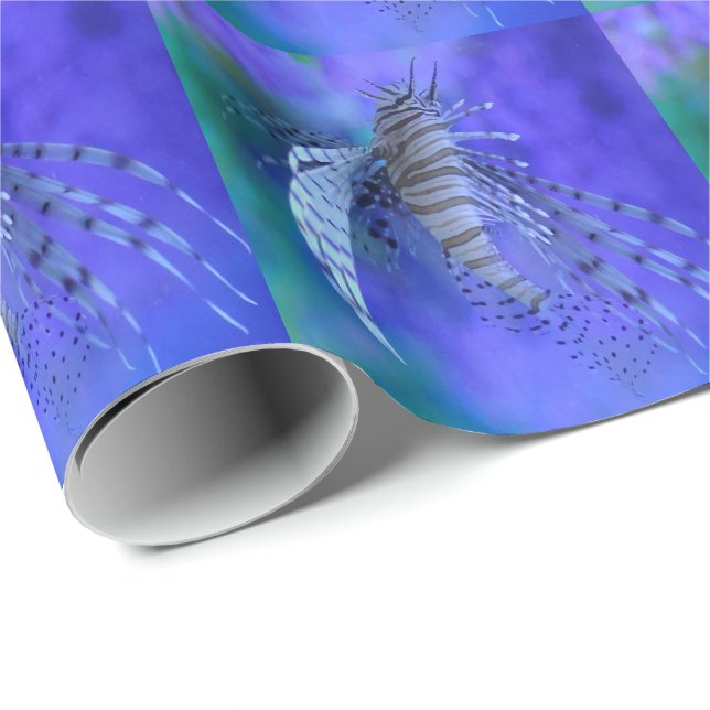 Papier Cadeau Rascasse volante Poisson d'aquarium Pourpre Pteroi (Coin rond)