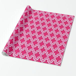 Papier Cadeau Raspberry Hot Pink White Marocain #4DS