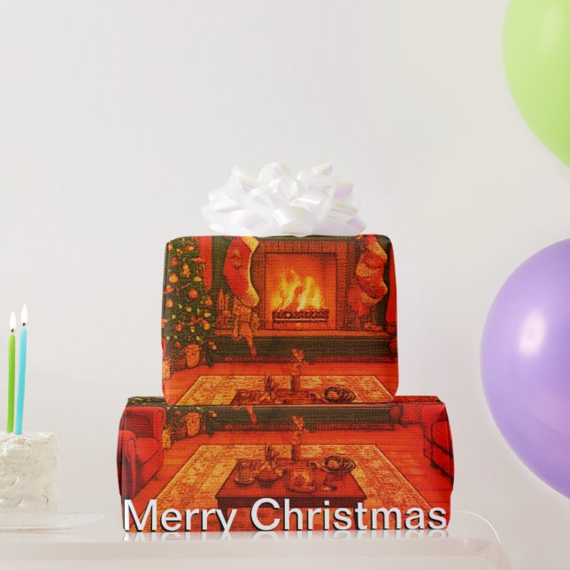Papier Cadeau Rassemblement de famille de Noël cosy (Cadeaux de fête)