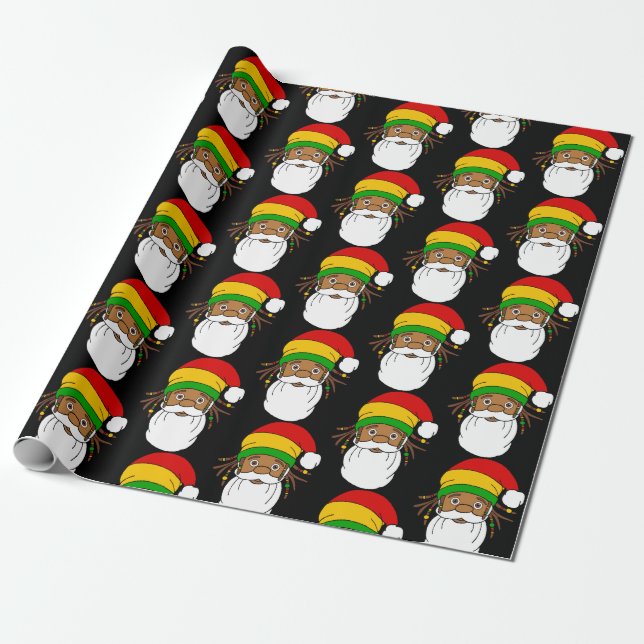 Papier Cadeau Rasta Santa Claus Jamaican Christmas (Déroulé)