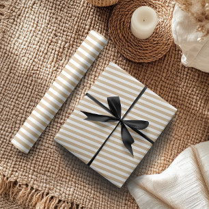 Papier Cadeau Rayé horizontal simple blanc et beige