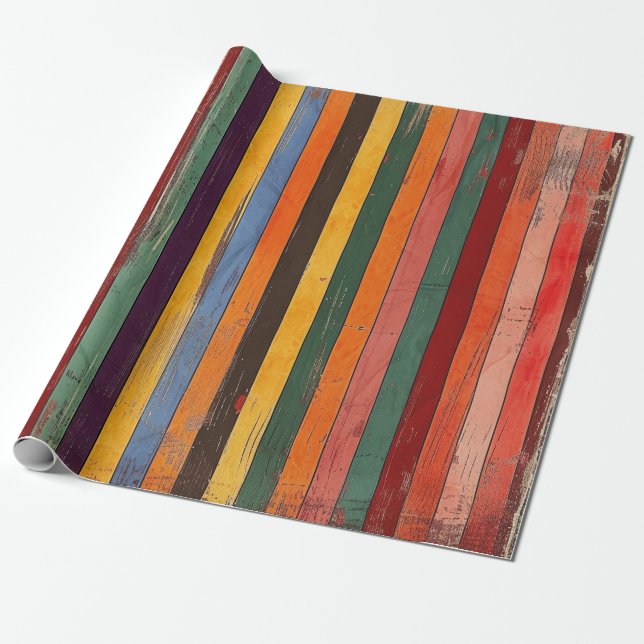 Papier Cadeau Rayé Rétro (Déroulé)