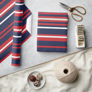 Papier Cadeau Rayo rouge blanc bleu patriotique classique sans c