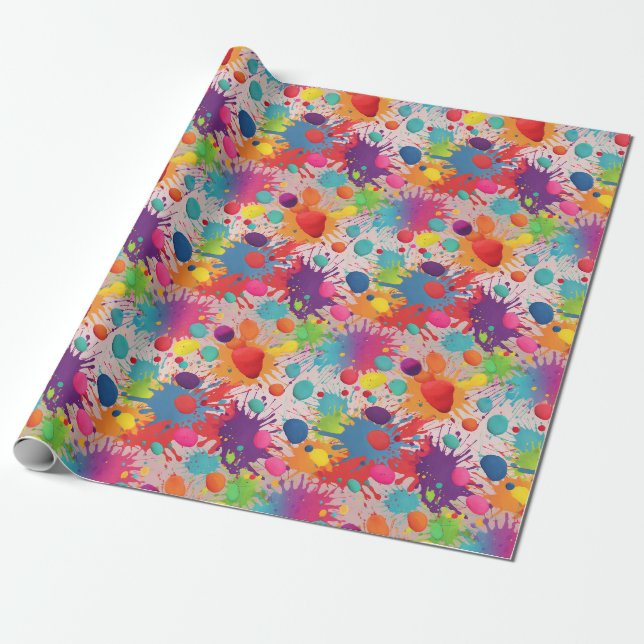 Papier Cadeau Rayon de peinture arc-en-ciel (Déroulé)