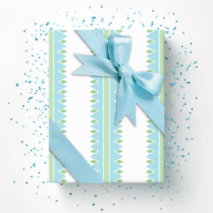 Papier Cadeau Rayure à dentelure verte et aqua