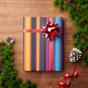 Papier Cadeau Rayure Abstraite Moderne Multicolore Vibrante
