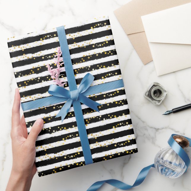 Papier Cadeau Rayure étoile dorée (Cadeaux)