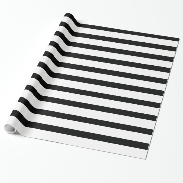 Papier Cadeau Rayure noire et blanche ou noire et (Déroulé)