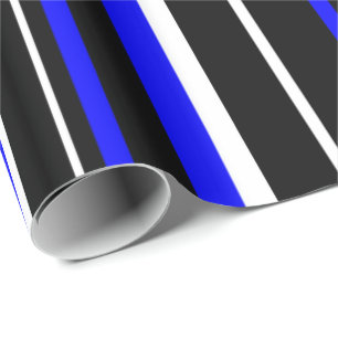 Papier Cadeau Rayure noire et royale de bleu, et blanche