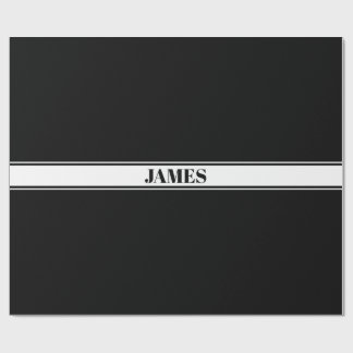 Papier Cadeau Rayure personnalisée noir et blanc