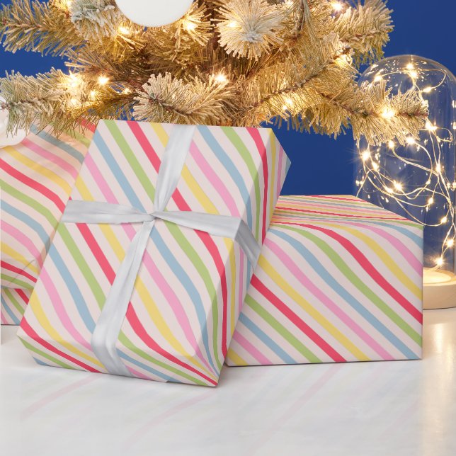 Papier Cadeau Rayures arc-en-ciel (Vacances)