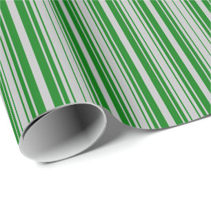 Papier Cadeau Rayures argentées et vertes de Noël