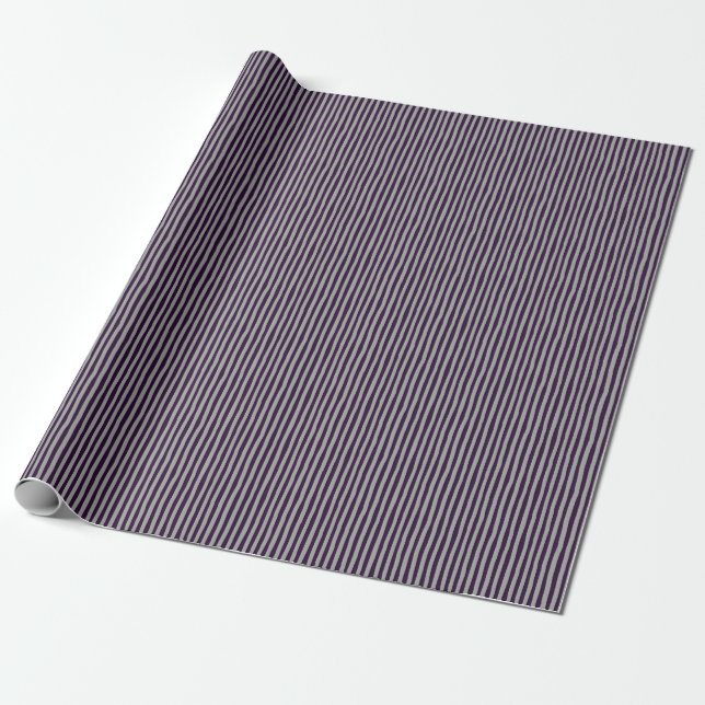 Papier Cadeau Rayures bancales violet foncé et gris (Déroulé)
