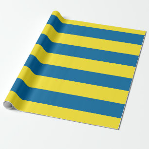 Papier Cadeau Rayures   Bleu et jaune   Personnalisable