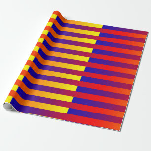 Papier Cadeau Rayures Bleu Rouge Jaune