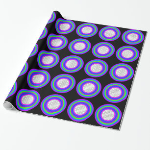 Papier Cadeau Rayures Cadre rond coloré 03 + votre photo