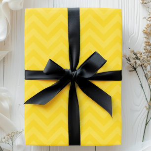 Papier Cadeau Rayures Chevron Zig Zag Jaune Doré