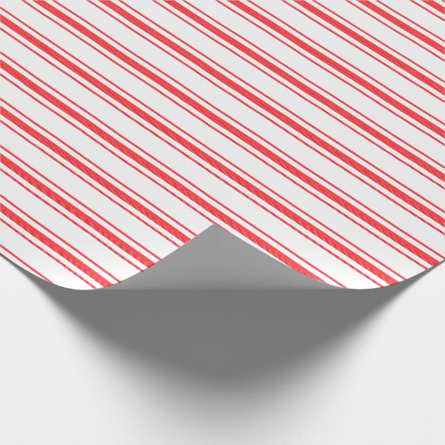 Papier Cadeau Rayures de coutil de lit de matelas rouge de Noël (Coin)