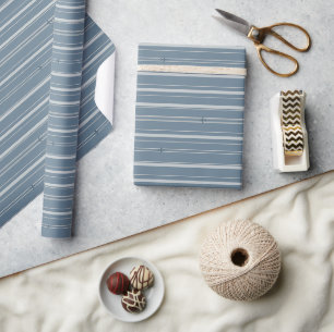 Papier Cadeau Rayures de flux Jet Colonial Bleu