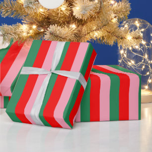 Papier Cadeau Rayures de Noël contemporaines