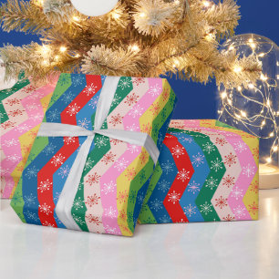 Papier Cadeau Rayures de Noël étoilées