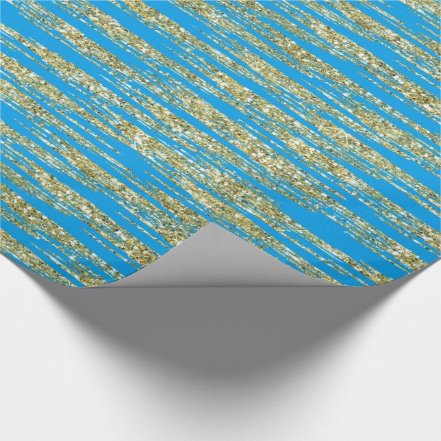 Papier Cadeau Rayures de parties scintillantes de Faux d'or de (Coin)